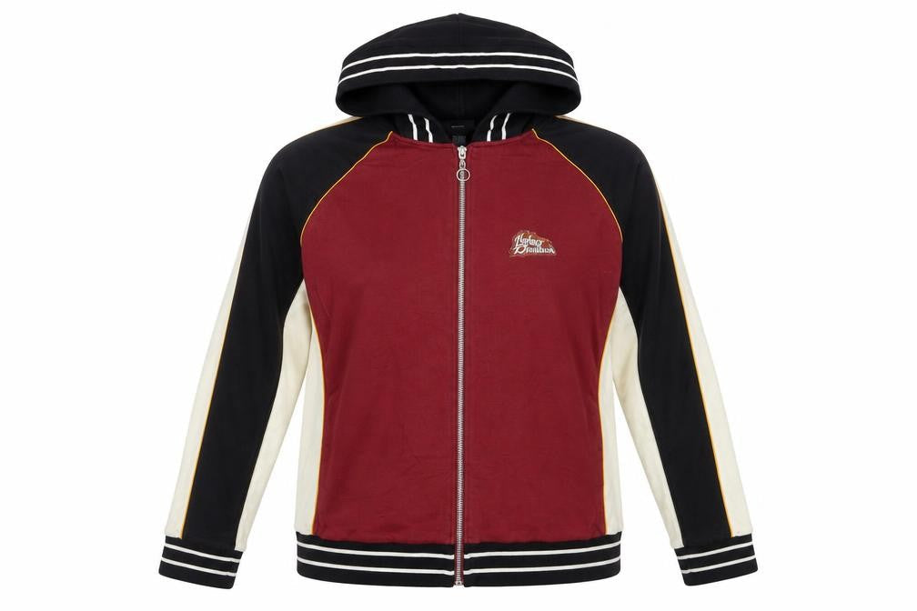 Harley-Davidson Womens Red Black Full Zip Hoodie Size 1W Cotton