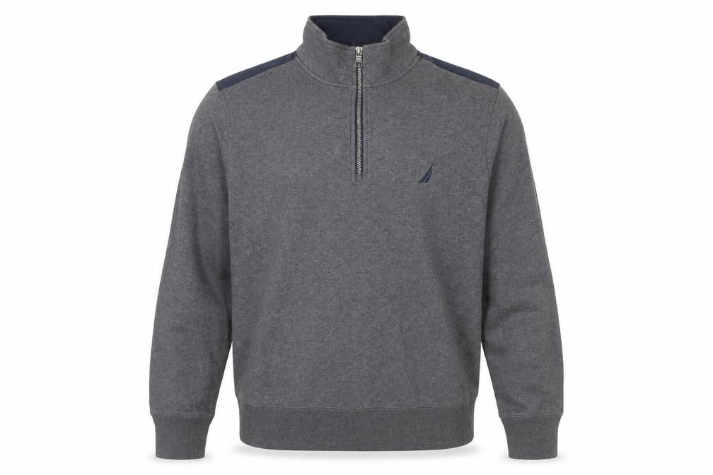 Nautica Men's Grey 1/4 Zip Pullover Sweatshirt Size L Fleece