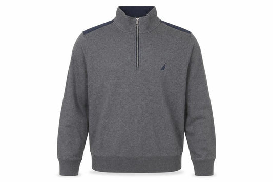 Nautica Men's Grey 1/4 Zip Pullover Sweatshirt Size L Fleece