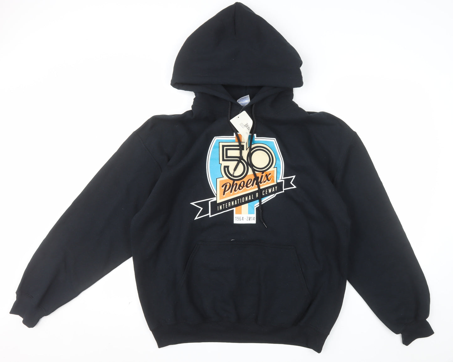 Gildan Men's Black Pullover Hoodie L Phoenix Raceway Graphic