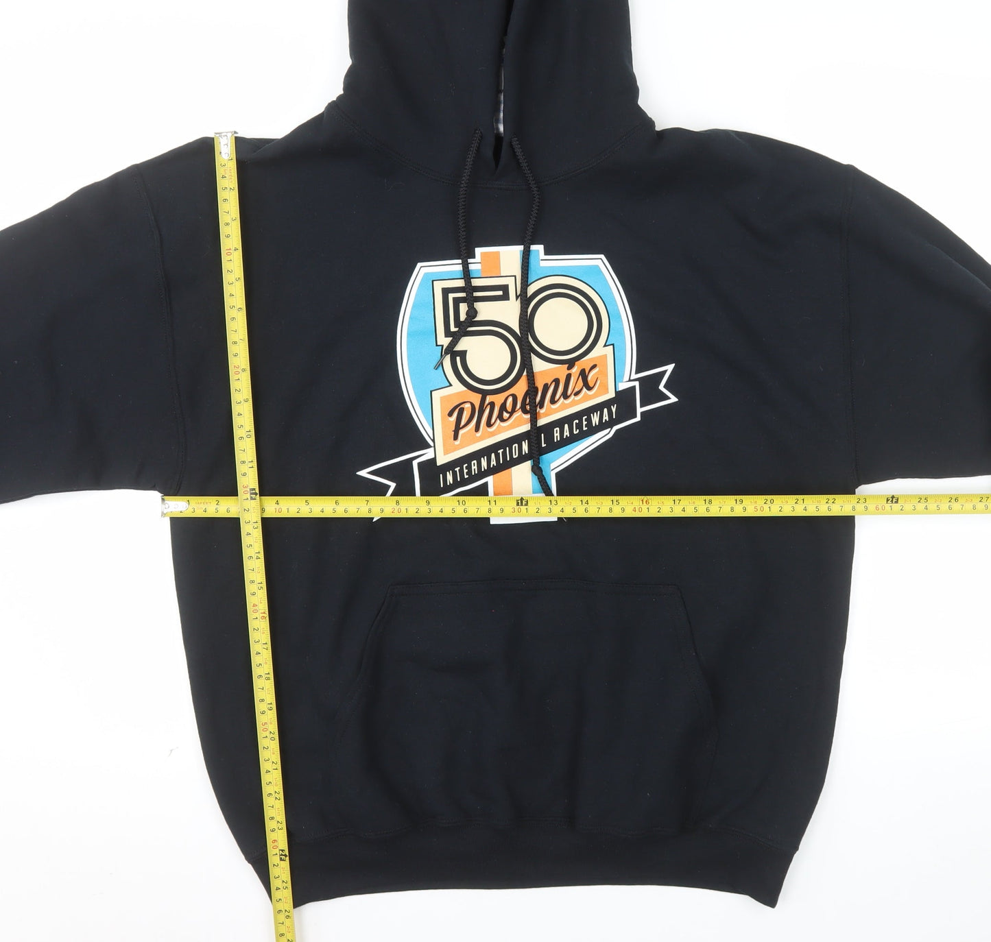 Gildan Men's Black Pullover Hoodie L Phoenix Raceway Graphic