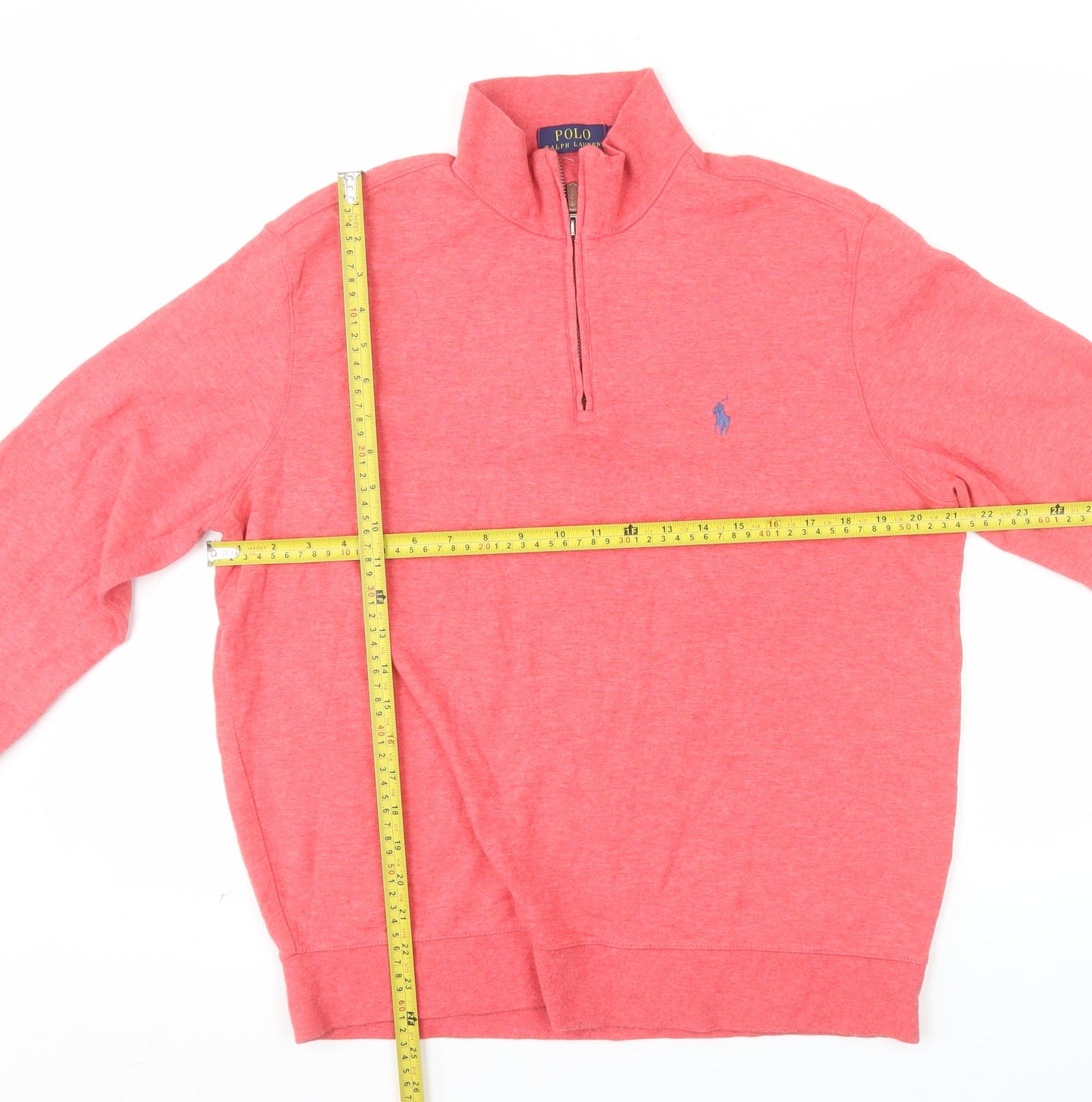 Polo Ralph Lauren Men's Pink 1/4 Zip Cotton Sweatshirt Size M