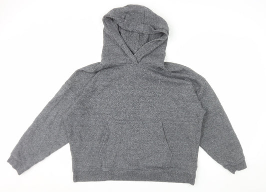 Calvin Klein Womens Grey Pullover Hoodie L Cotton Blend Logo Casual