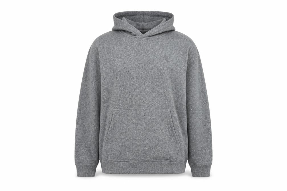 Calvin Klein Womens Grey Pullover Hoodie L Cotton Blend Logo Casual