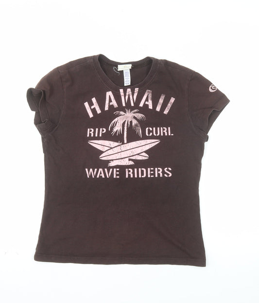 Rip Curl Womens Brown Hawaii Surf Graphic T-Shirt Size S