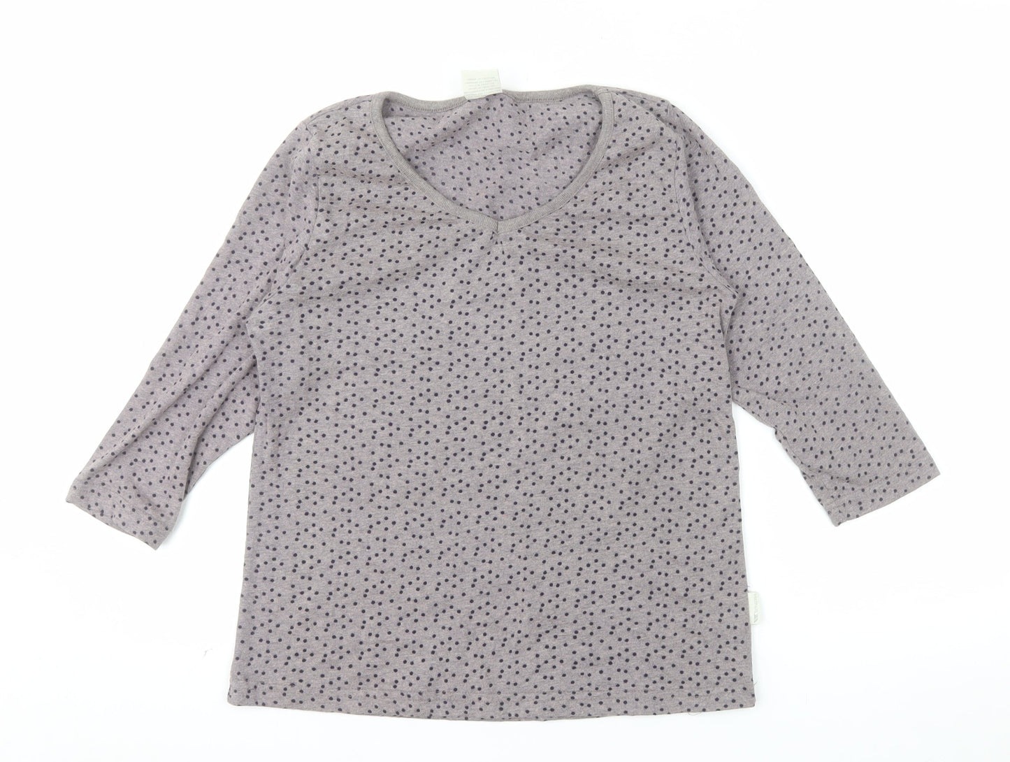 Trespass Women Grey Polka Dot V-Neck 3/4 Sleeve Cotton Blend T-Shirt M