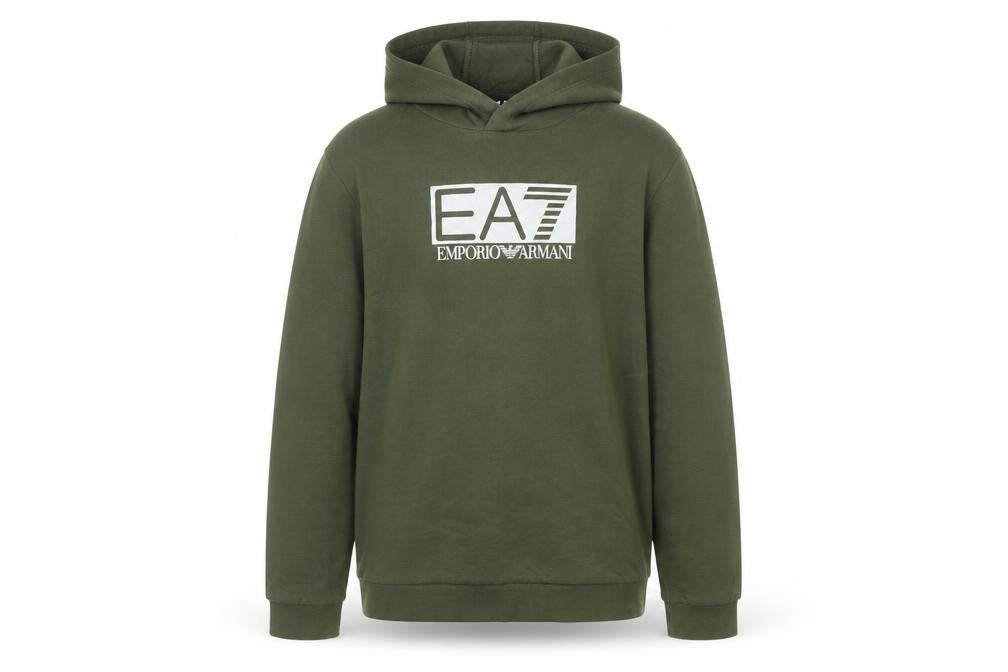 Emporio Armani EA7 Boys Green Pullover Hoodie 14 Years Cotton Logo Style