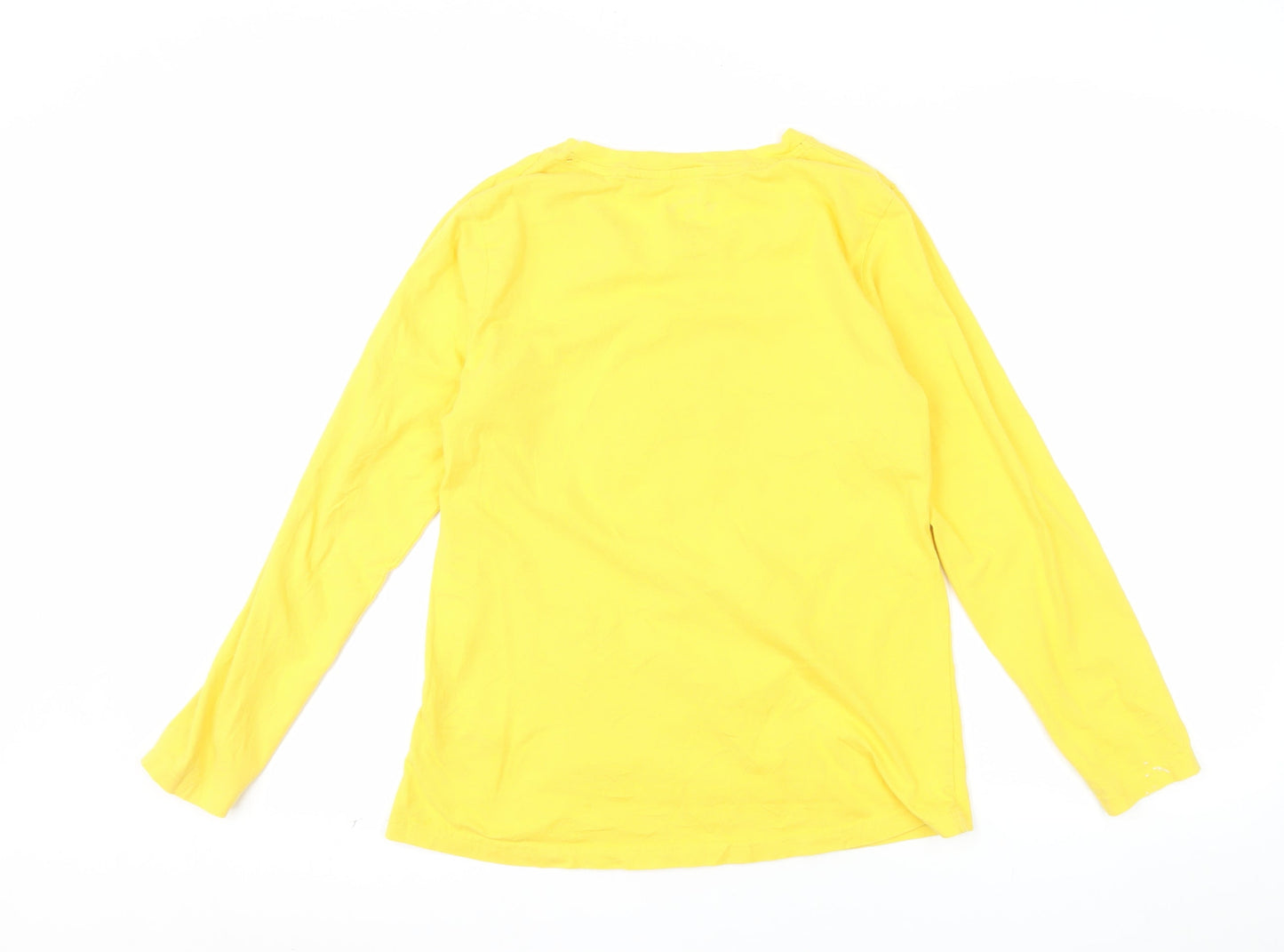 Disney Women Yellow Mickey Mouse Long Sleeve Cotton T-Shirt Size 10