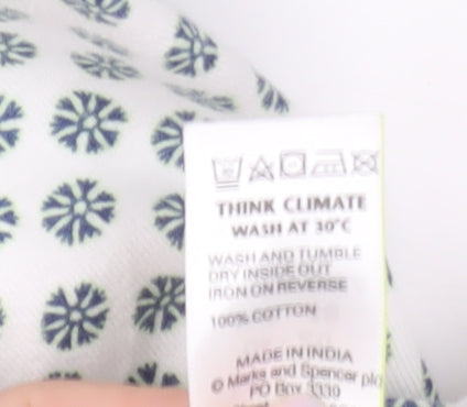 Marks and Spencer Women's White Floral Cotton T-Shirt Size 20