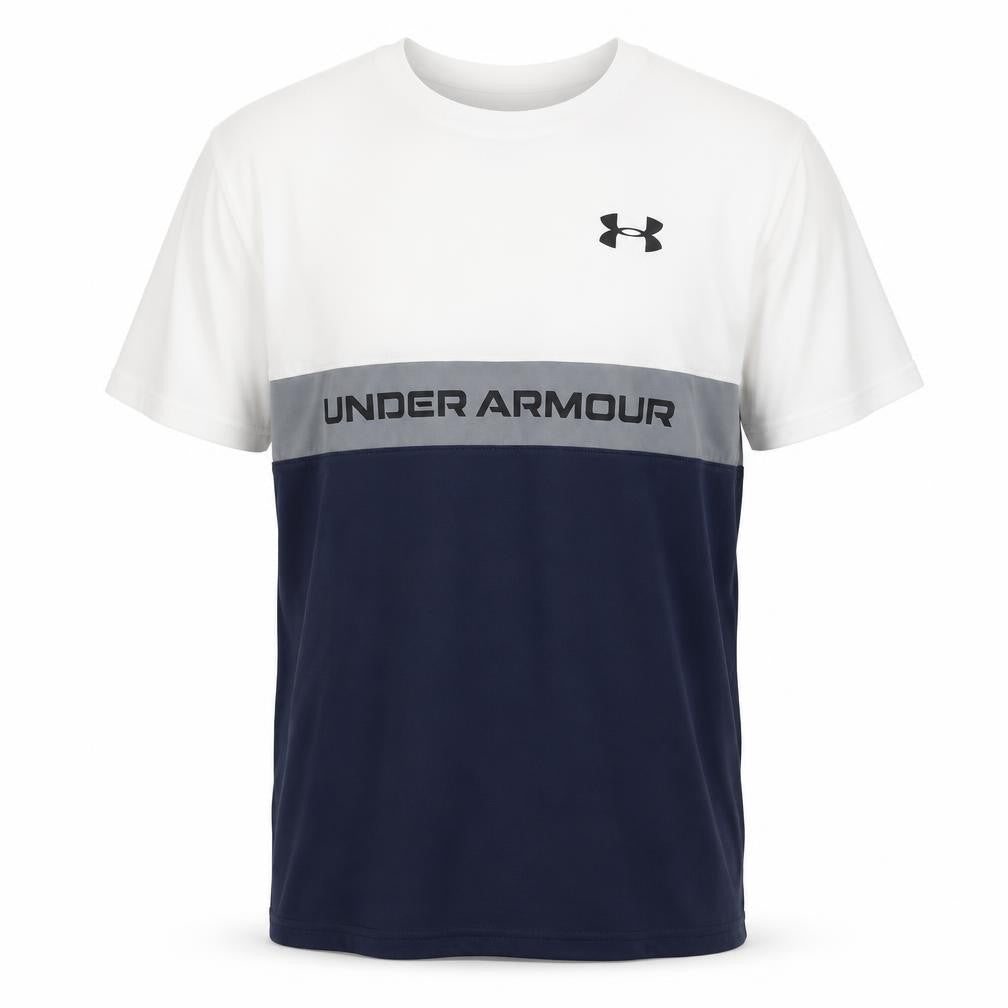 Under Armour Mens White Blue Loose Fit Crew Neck T-Shirt YXL