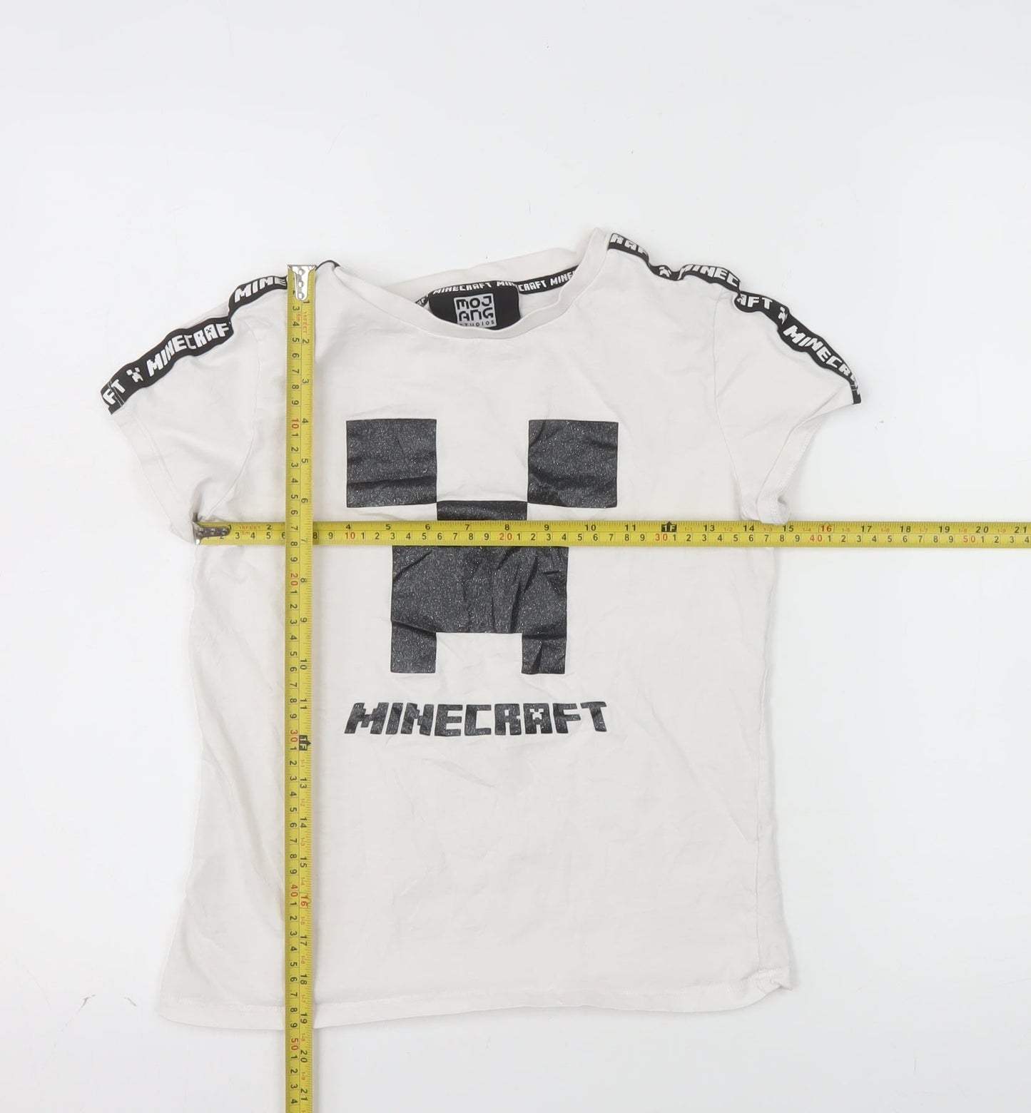Minecraft Boys White Creeper Graphic T-Shirt 11-12 Years Short Sleeve