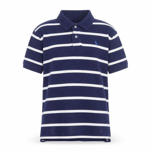 Ralph Womens Lauren Blue Striped Cotton Polo Shirt Size L