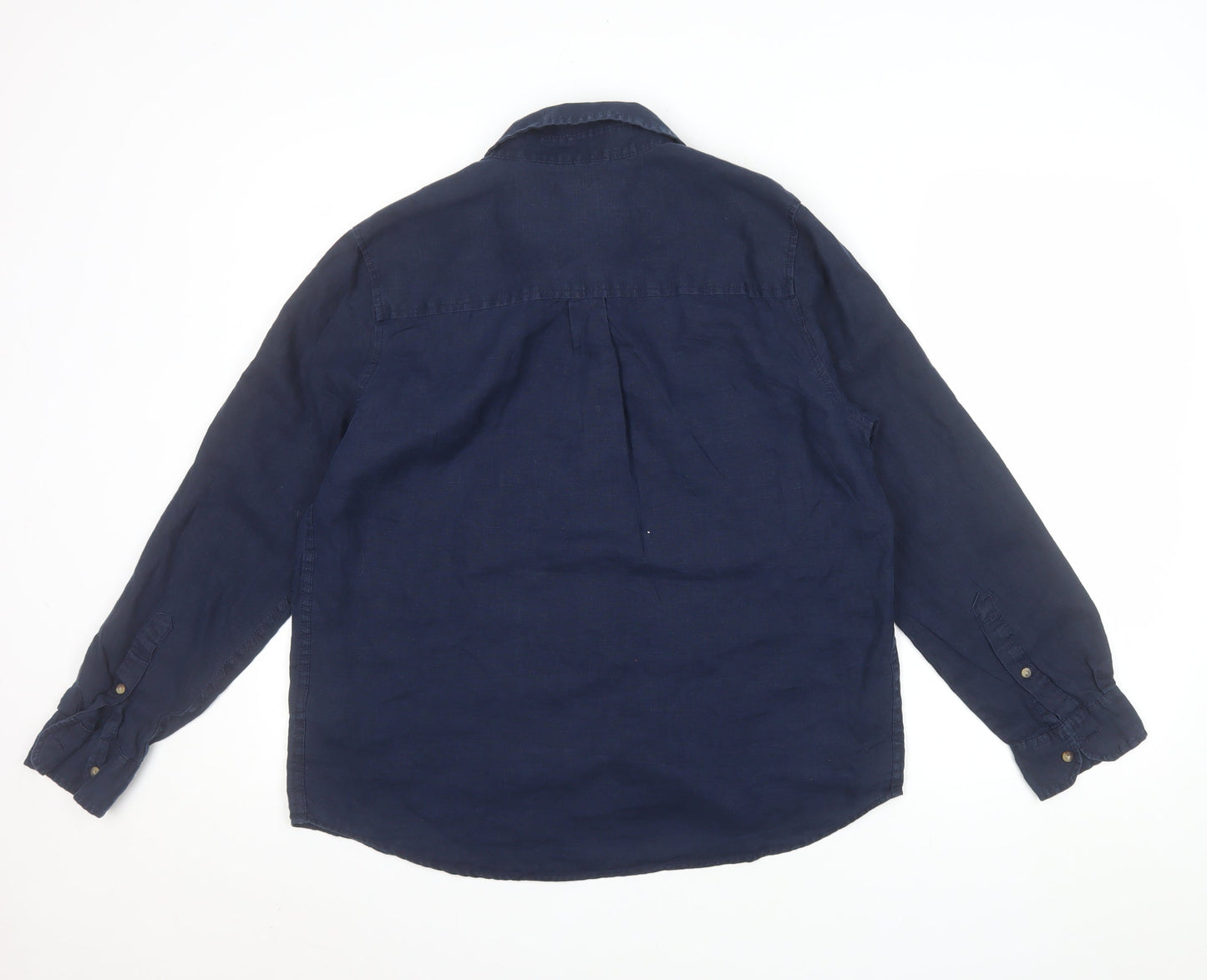 Marks and Spencer Women’s Blue Linen Long Sleeve Button-Up Shirt Size 12
