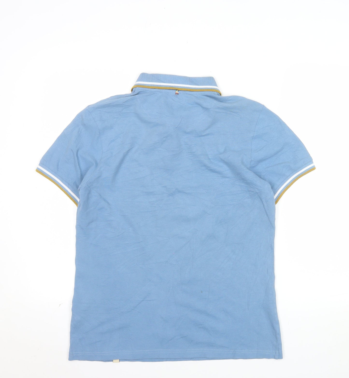 Pretty Green Men's Blue Cotton Polo Shirt M Short Sleeve Casual