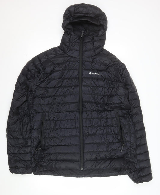 Montane Men’s Black 2XL Puffer Down Jacket Hooded Lightweight Outdoor
