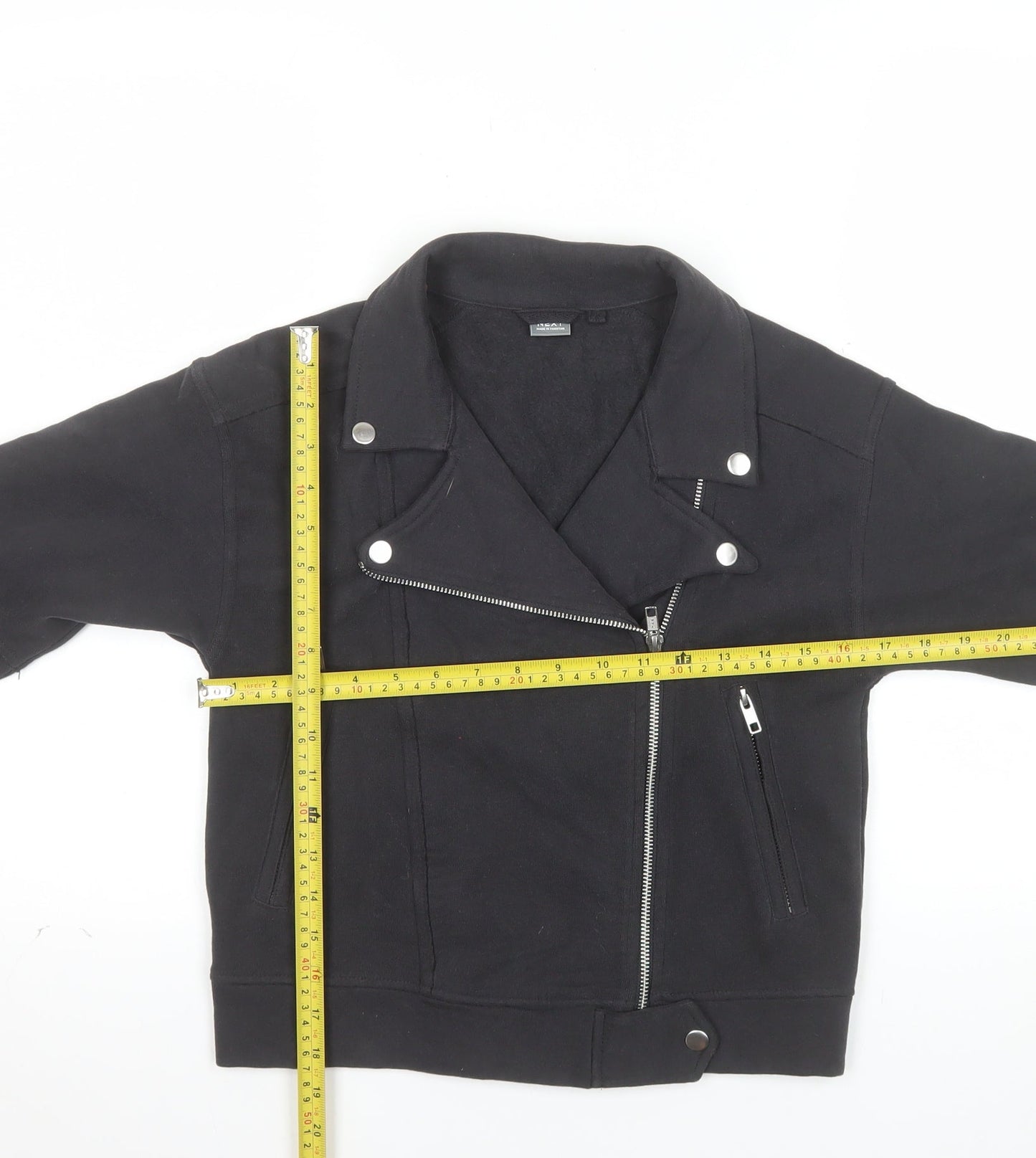 Next Girls Black Biker Jacket 9 Years Cotton Blend Zip Pockets