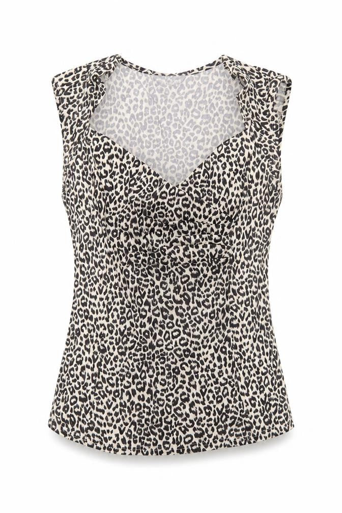 Dorothy Perkins Women’s Beige Leopard Print Sleeveless Wrap Blouse Size 14