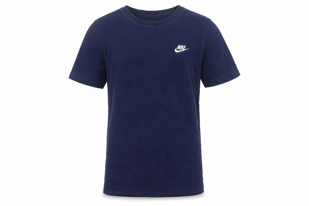 Nike Men's Blue Small Crew Neck Cotton Logo T-Shirt