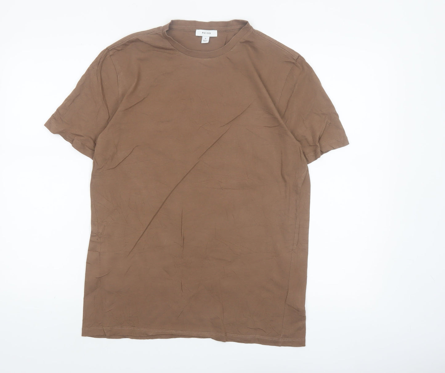 Reiss Men's Brown Cotton Crew Neck Short Sleeve T-Shirt M