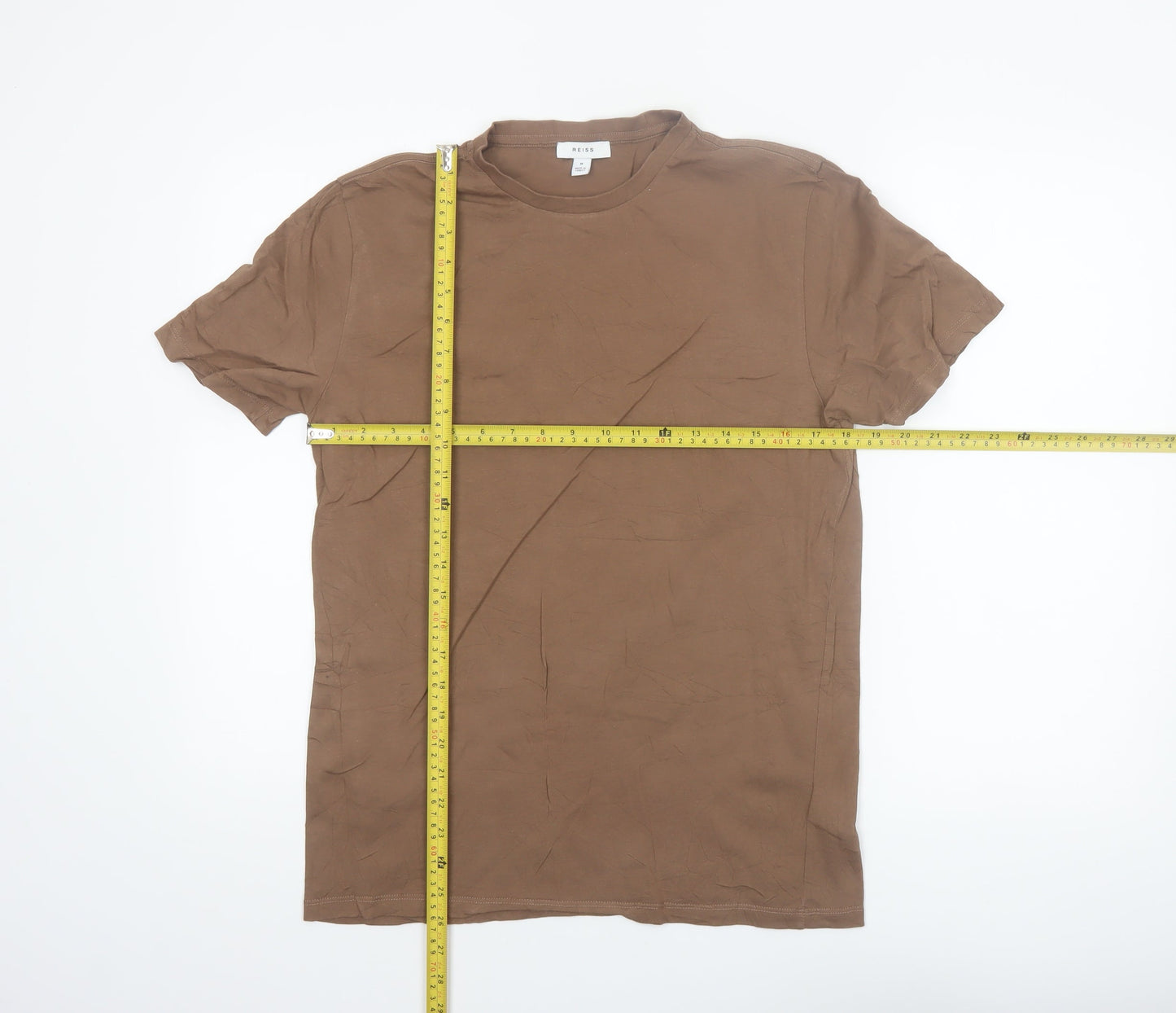 Reiss Men's Brown Cotton Crew Neck Short Sleeve T-Shirt M