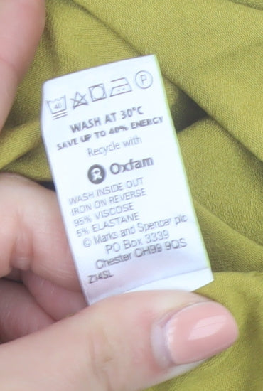 Marks and Spencer Women's Green Sleeveless Jersey Tank Top Size 16