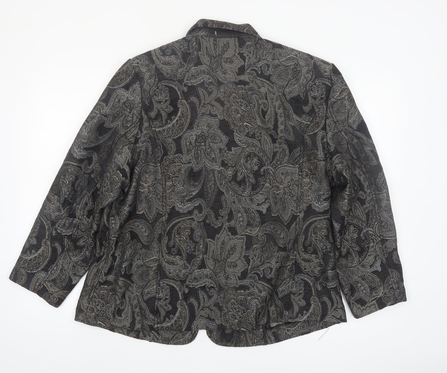 BonWorth Women’s Grey Paisley Zip Jacket L Classic Mid-Length