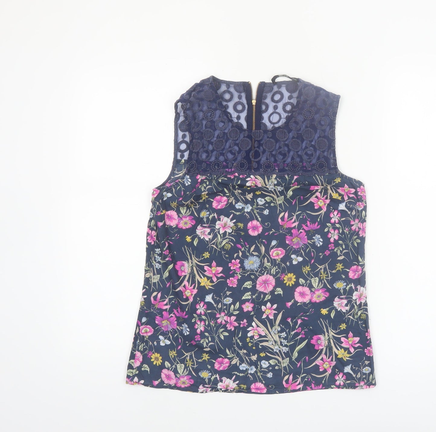 Oasis Women's Multicoloured Floral Lace Sleeveless Blouse Size 8
