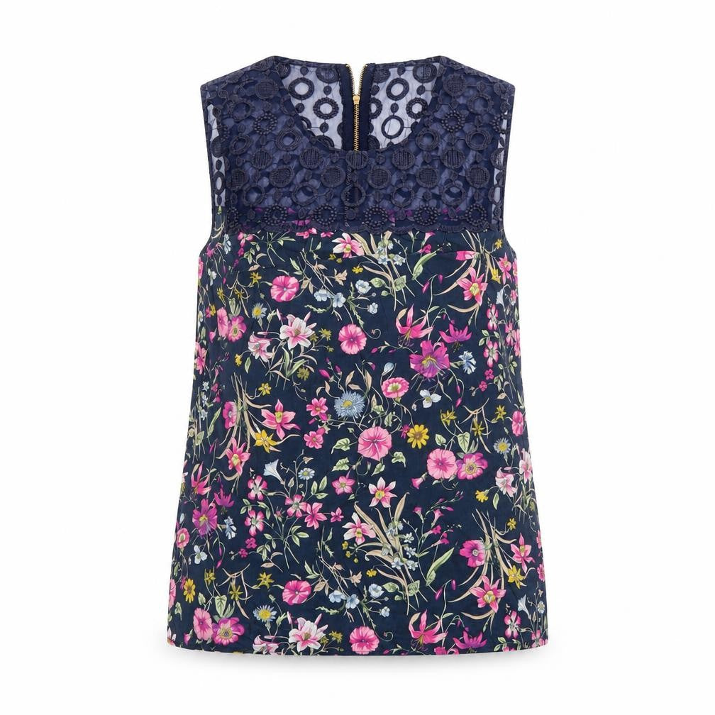 Oasis Women's Multicoloured Floral Lace Sleeveless Blouse Size 8