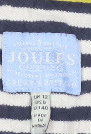 Joules Women's Blue Striped Sleeveless Collared Polo Top Size 12