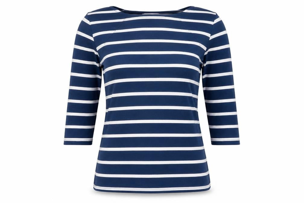 Marks & Spencer Women's Blue Striped Long Sleeve Boat Neck Top Size 8