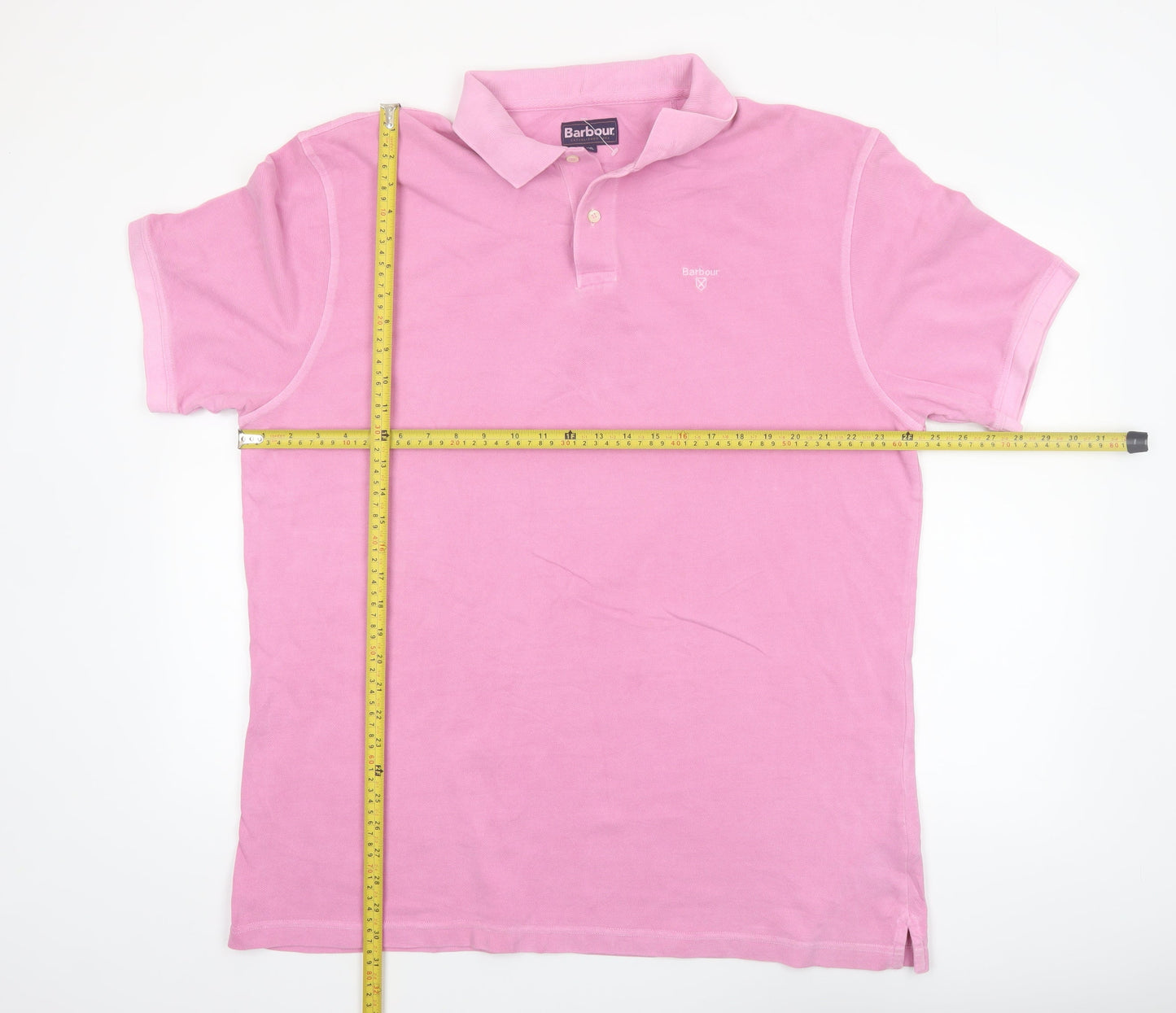 Barbour Men's Pink 2XL Polo Shirt Cotton Collared Short Sleeve