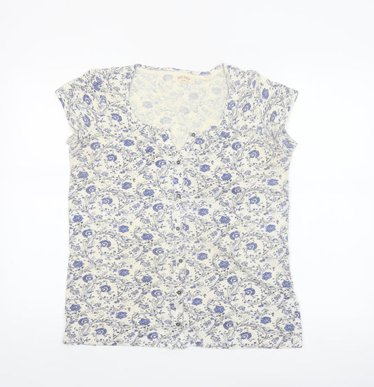 Fat Face Women's Ivory Floral Button Blouse UK 6