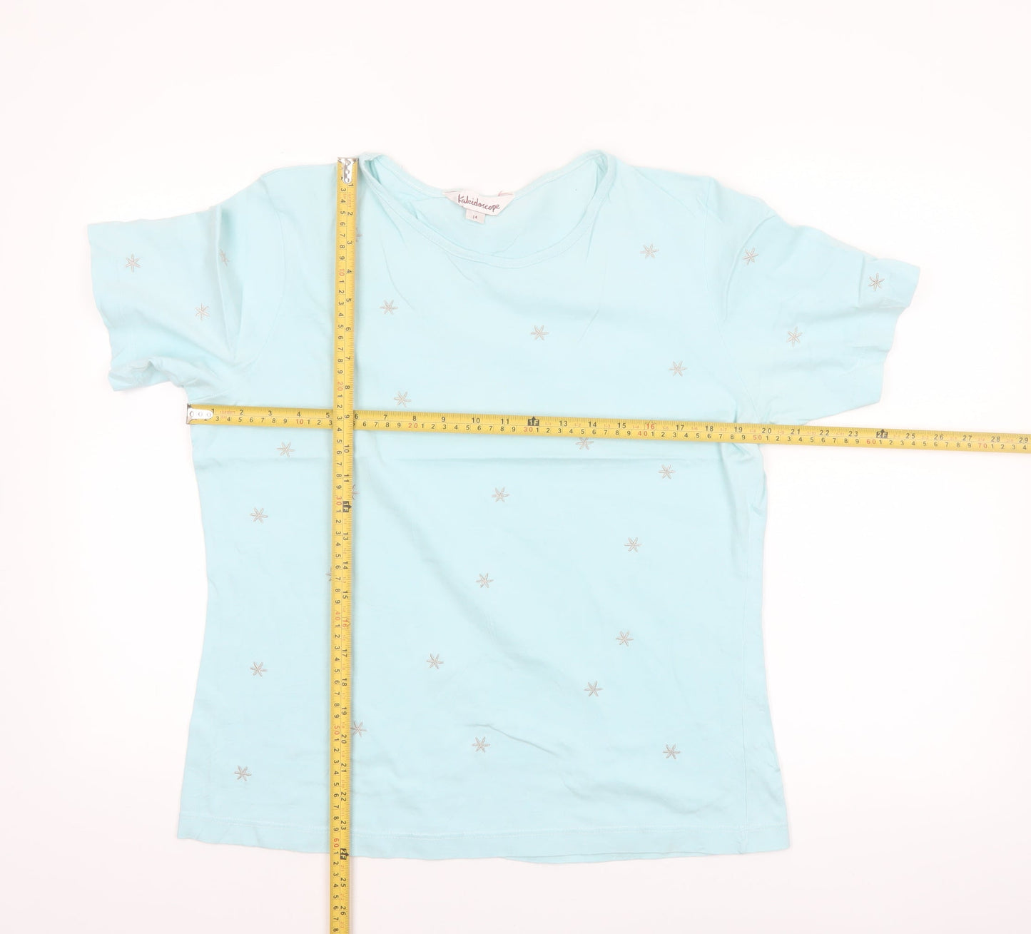 Kaleidoscope Women’s Blue Embroidered Cotton T-Shirt Size 14