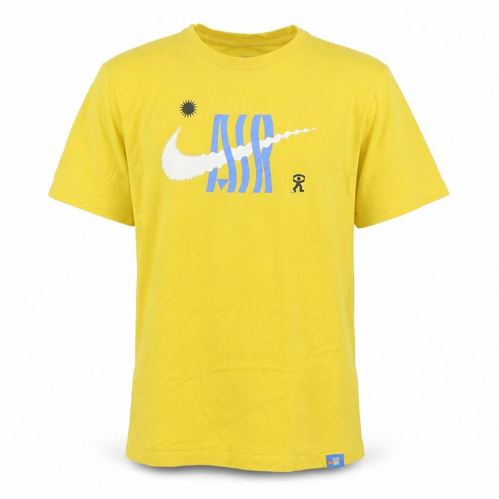 Nike Men's Yellow Graphic Air Regular Fit Cotton T-Shirt L