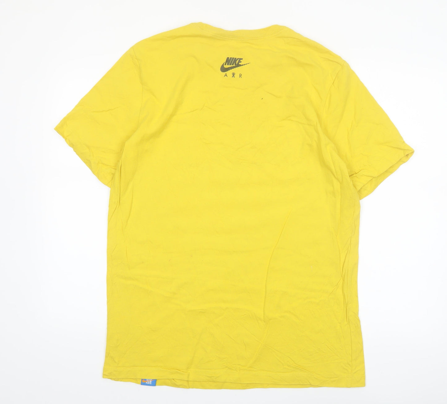 Nike Men's Yellow Graphic Air Regular Fit Cotton T-Shirt L