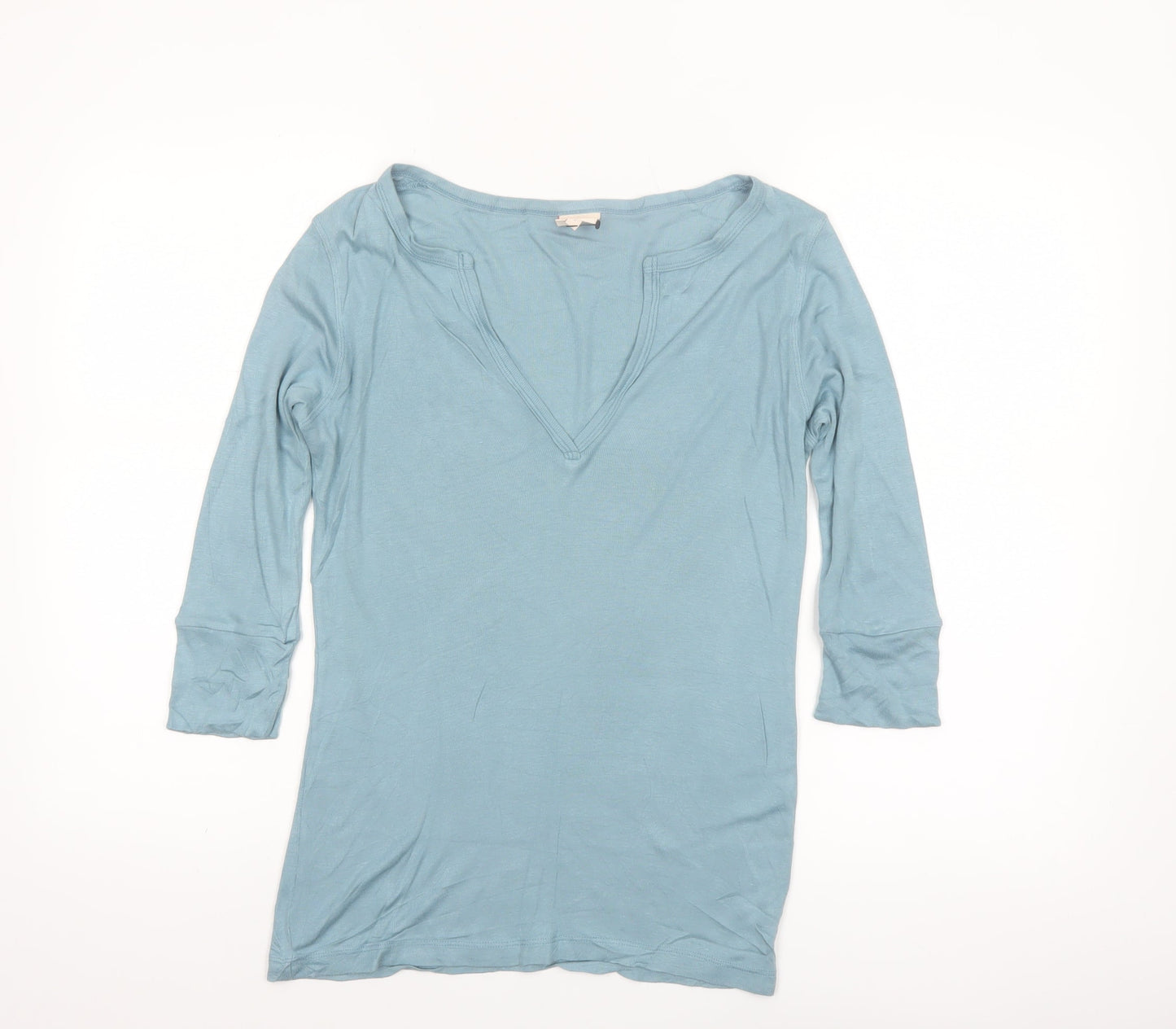 Whistles Women Blue V-Neck 3/4 Sleeve Basic Jersey Top Size 12