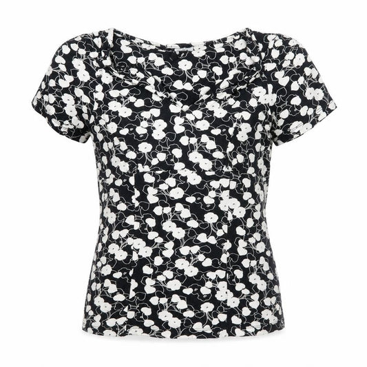 Next Women’s Black Floral Stretch Scoop Neck T-Shirt Size 10