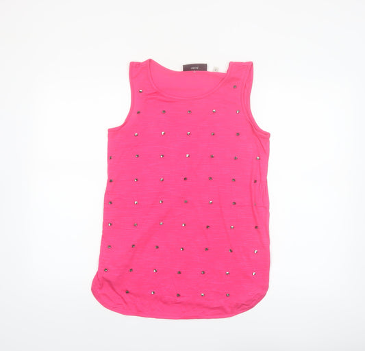 Next Women's Pink Studded Sleeveless Tank Top Size 10