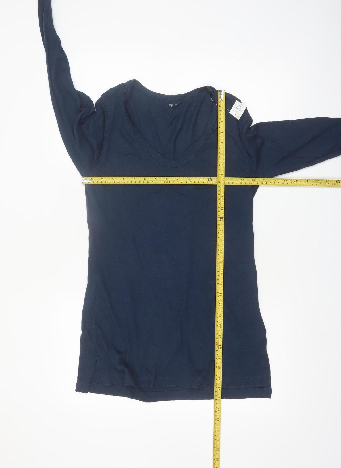 Gap Women's Blue Long Sleeve Scoop Neck Basic T-Shirt Size L
