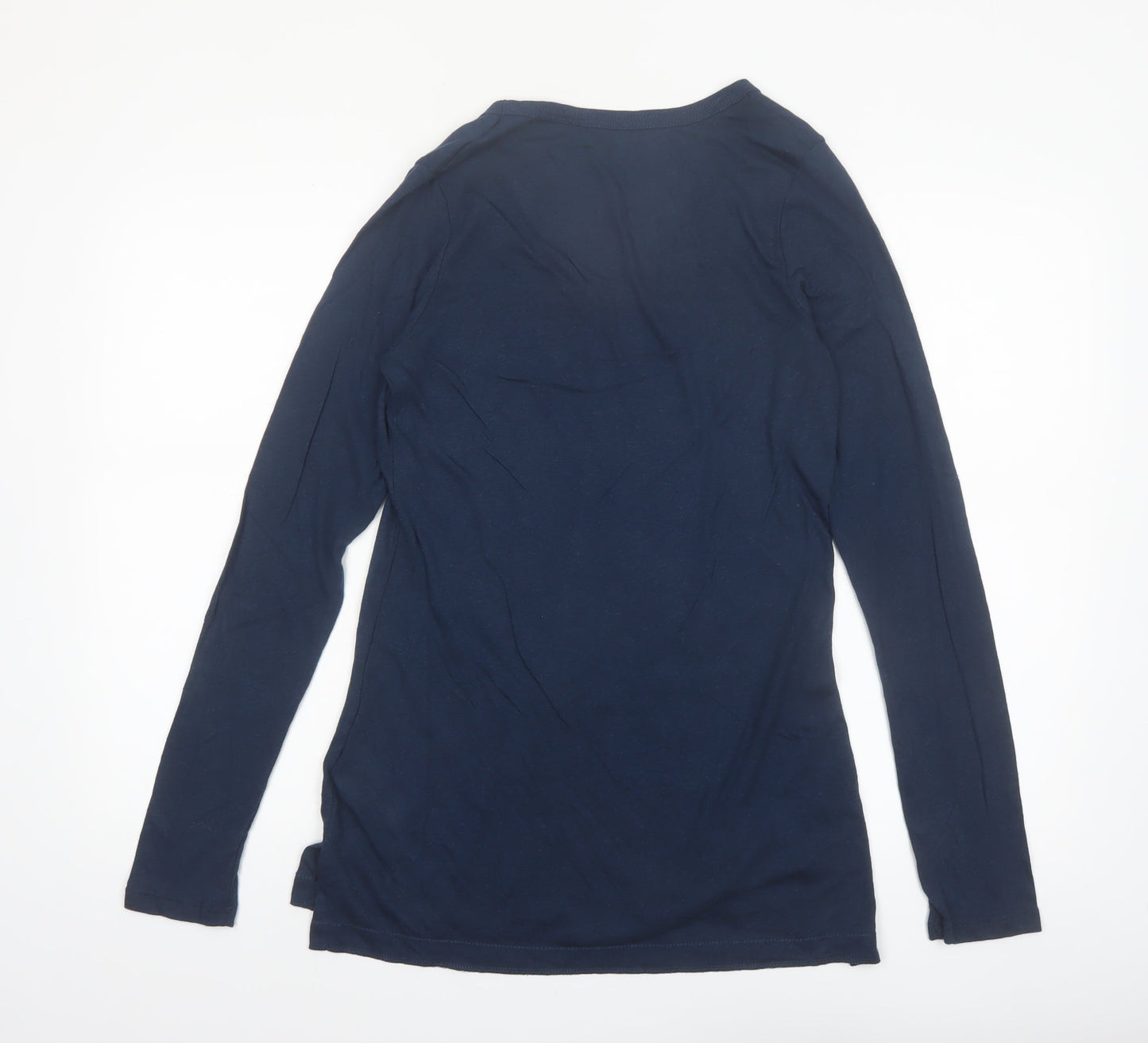 Gap Women's Blue Long Sleeve Scoop Neck Basic T-Shirt Size L