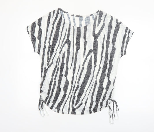 Roman Women’s Black Animal Print Short Sleeve Jersey Top Size 16