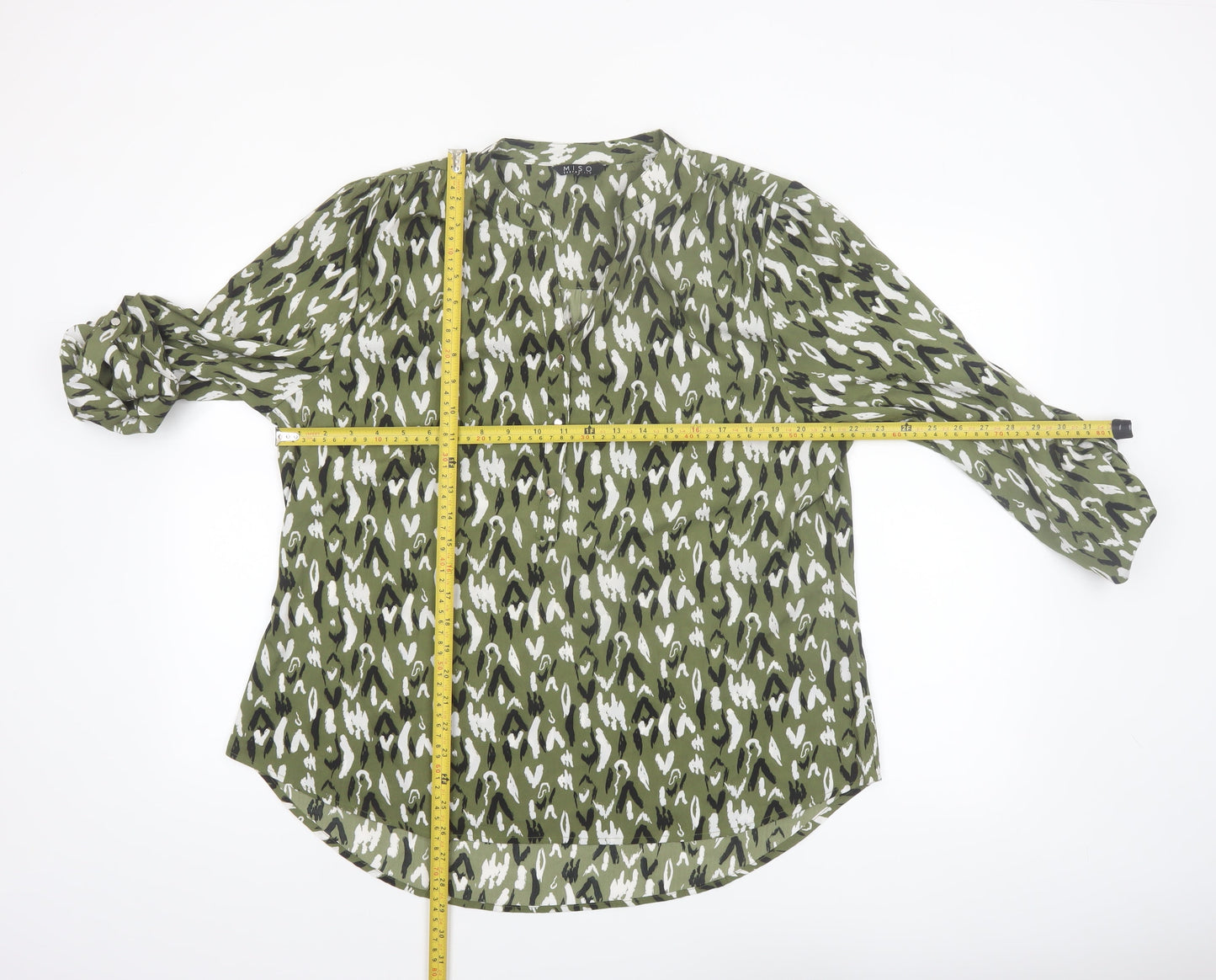 Miso Essentials Women's Green Animal Print Tunic Blouse Size 20