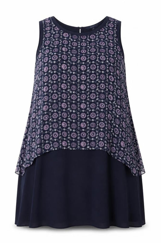 Next Women Blue Floral Sleeveless Shift Dress Size 22