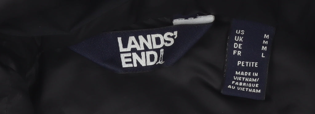 Lands' End Women's Black Petite M Hooded Puffer Jacket