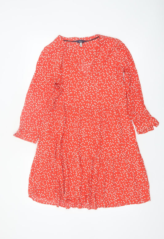 Joules Women Red Polka Dot Viscose A-Line Dress Size 10