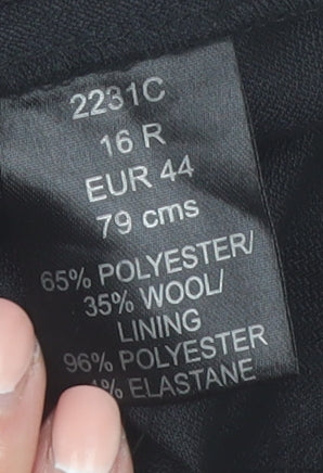 Brook Taverner Womens Black Wool Blend Dress Pants Size 16R