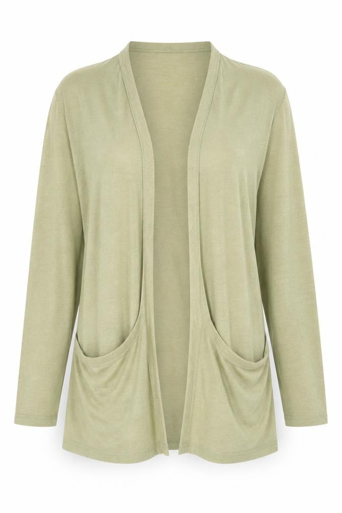 Cotton Traders Women's Beige Jersey Open Front Coatigan Size 18