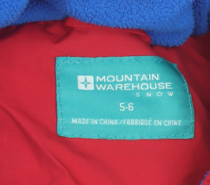 Mountain Warehouse Boys Red Waterproof Insulated Snowsuit 5-6 Years Hooded Winter Ski Suit