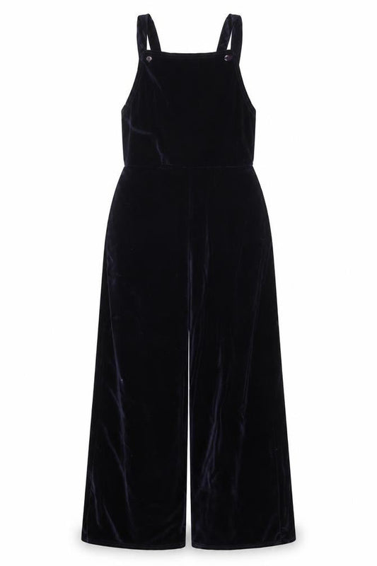 Rokoko Women's Navy Velvet Wide-Leg Jumpsuit Size M