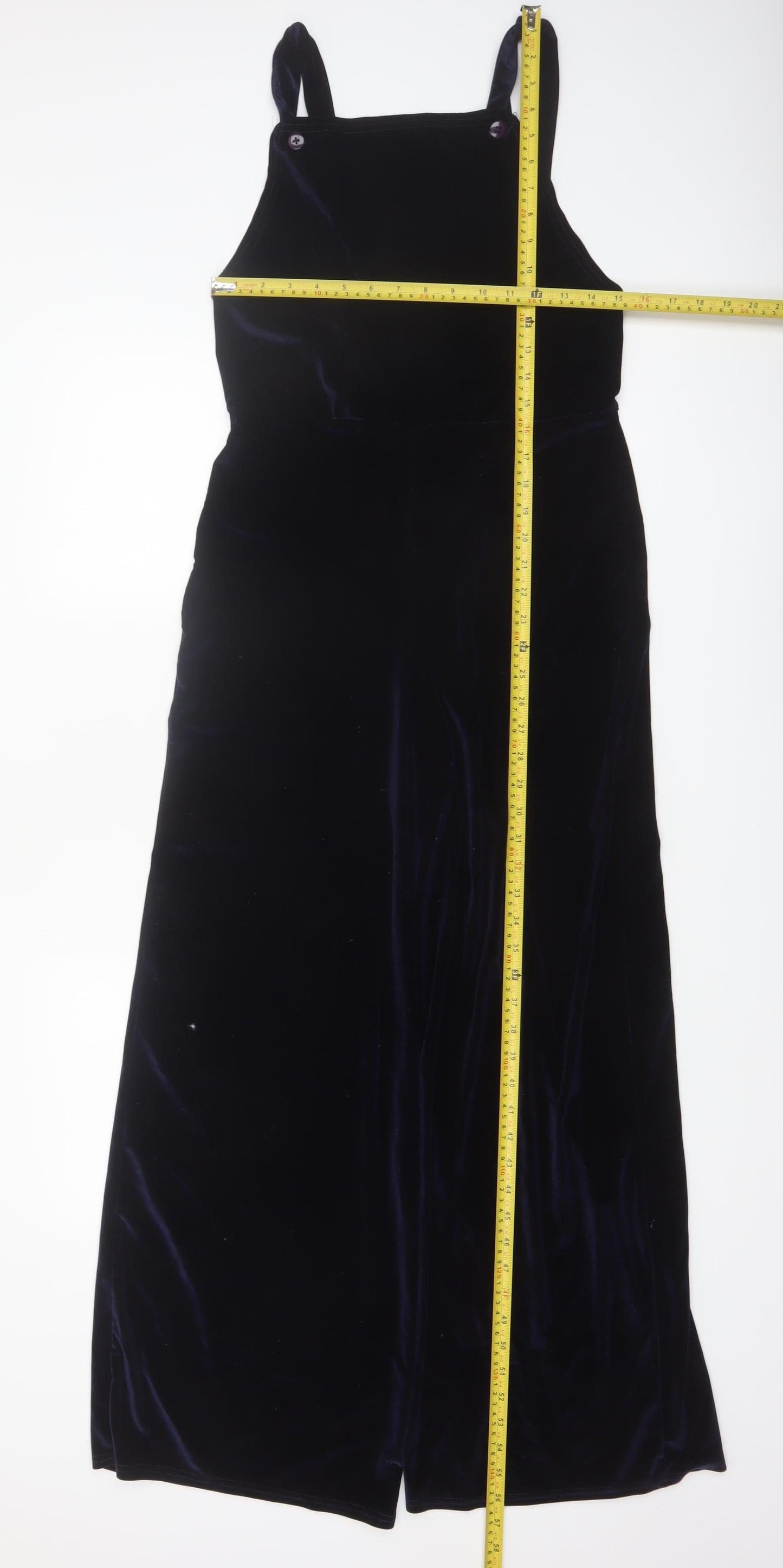 Rokoko Women's Navy Velvet Wide-Leg Jumpsuit Size M